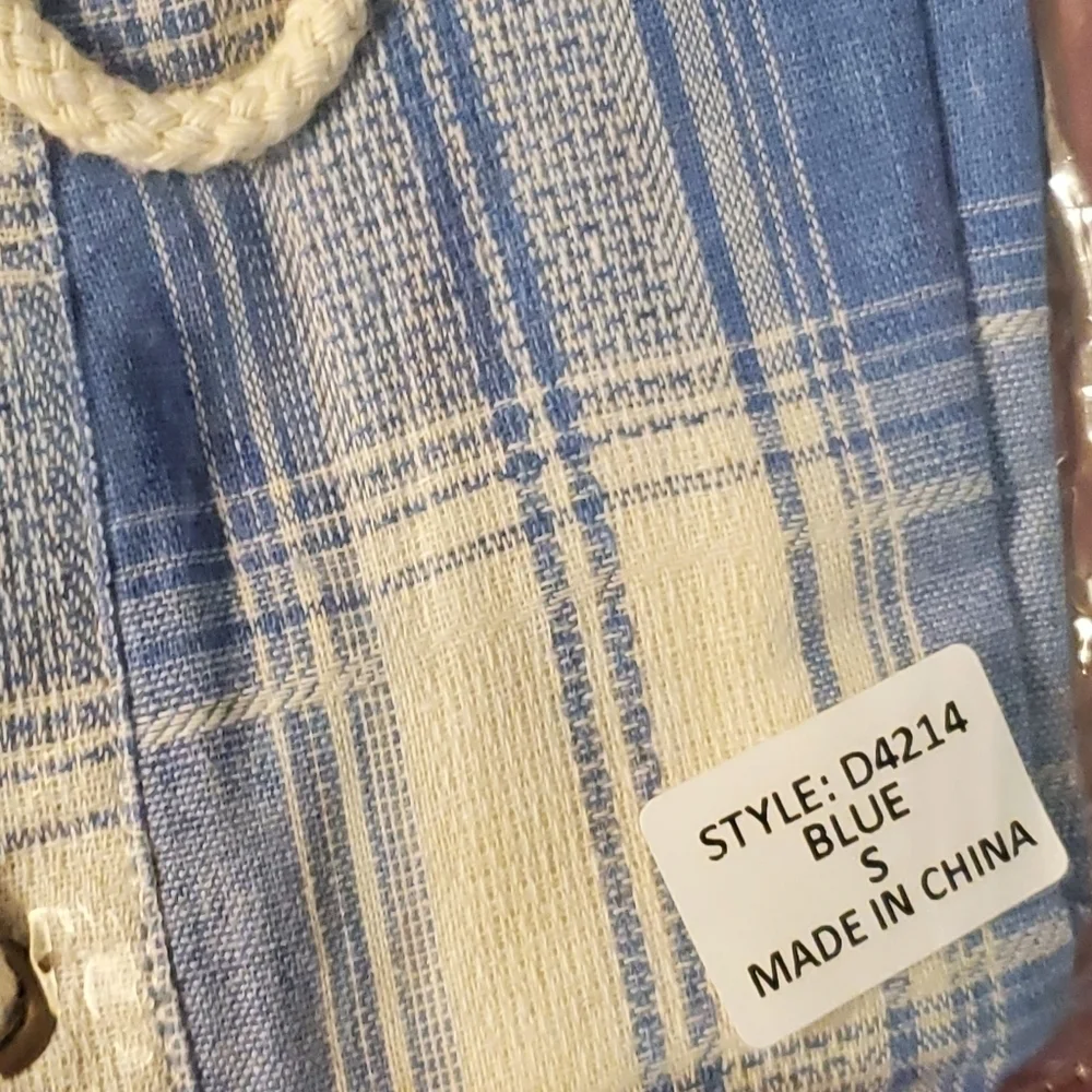 Cream and Light Blue Plaid Lace Up Dress▪︎S - Picture 6 of 6